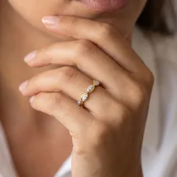 Bague Jonc Ondul&eacute; Navettes en Or 18K ou Platine | Celinni