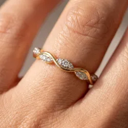 Bague Jonc Ondul&eacute; Navettes en Or 18K ou Platine | Celinni