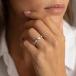 Bague Jonc Ondul&eacute; Navettes en Or 18K ou Platine | Celinni