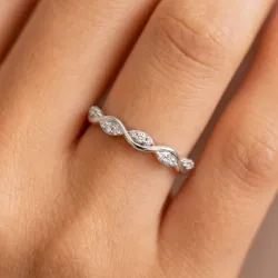 Bague Jonc Ondul&eacute; Navettes en Or 18K ou Platine | Celinni