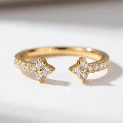 Open Ring met Pav&eacute;bloemen in 18K Goud of Platina | Celinni