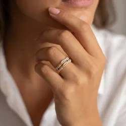 Bague Croisée Torsadée Pavée en Or 18K ou Platine | Celinni