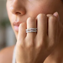 Bague Croisée Torsadée Pavée en Or 18K ou Platine | Celinni