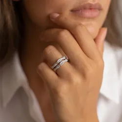 Bague Croisée Torsadée Pavée en Or 18K ou Platine | Celinni