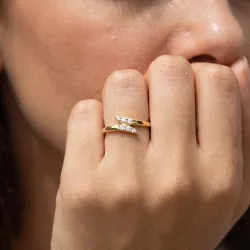 Bague Jonc Ouvert Croisé en Or 18K ou Platine | Celinni