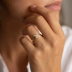Bague Jonc Ouvert Croisé en Or 18K ou Platine | Celinni