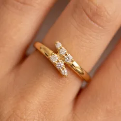 Bague Jonc Ouvert Croisé en Or 18K ou Platine | Celinni