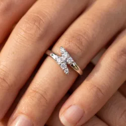 Bague Jonc Ouvert Croisé en Or 18K ou Platine | Celinni