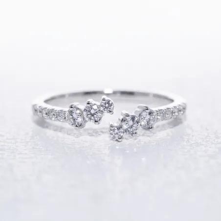 Open Diamond Cascade Ring in 18K Gold or Platinum