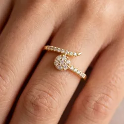 Bague Jonc Ouvert Diamants Dispersés en Or 18K ou Platine