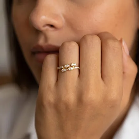 Bague Feuilles de Diamants en Or 18K ou Platine