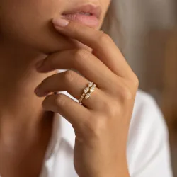 Bague Feuilles de Diamants en Or 18K ou Platine | Celinni