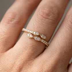Bague Feuilles de Diamants en Or 18K ou Platine | Celinni