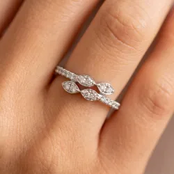 Bague Feuilles de Diamants en Or 18K ou Platine | Celinni