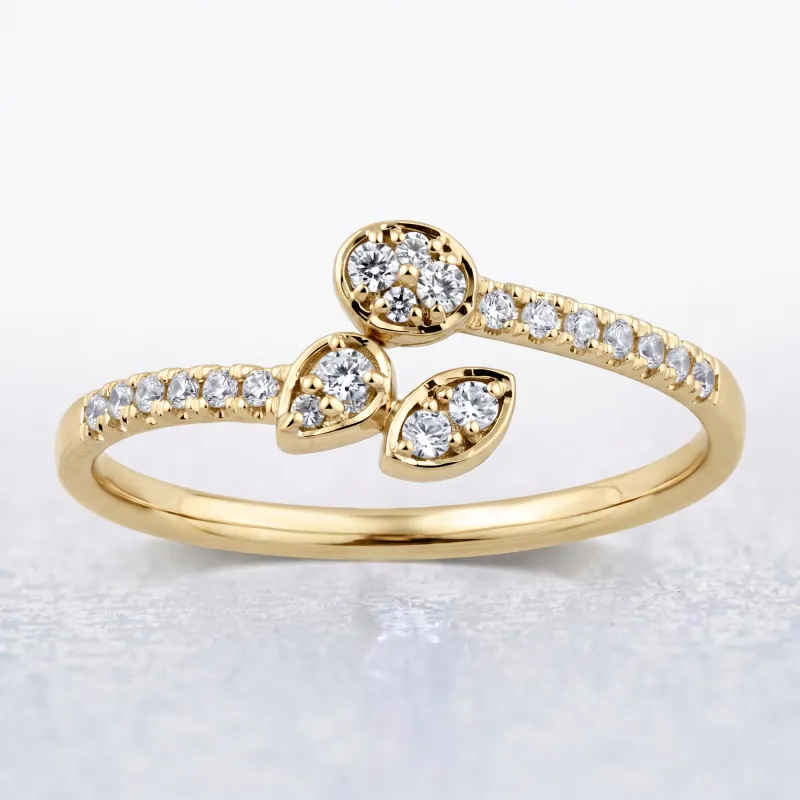 Bague Trio Pétales Diamants en Or 18K ou Platine