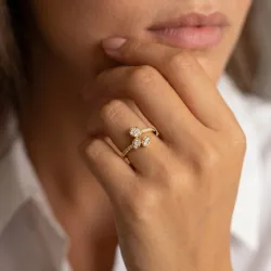 Bague Trio Pétales Diamants en Or 18K ou Platine | Celinni