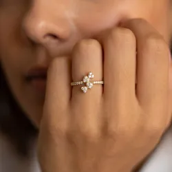 Bague Trèfle Cœurs Pavés en Or 18K ou Platine | Celinni