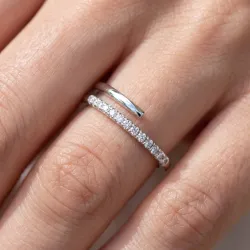 Bague Jonc Ouvert Pavé en Or 18K ou Platine | Celinni