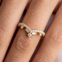 Bague Couronne Chevron en Or 18K ou Platine | Celinni