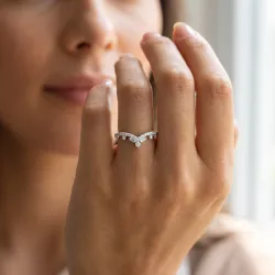 Bague Couronne Chevron en Or 18K ou Platine | Celinni