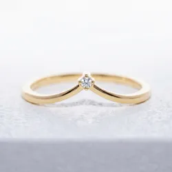 Bague Couronne Diamant Solitaire en Or 18K ou Platine
