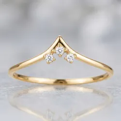 Kronenring mit drei Diamanten aus 18K Gold oder Platin