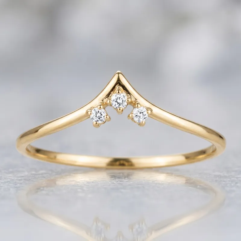 Bague Couronne Trois Diamants en Or 18K ou Platine