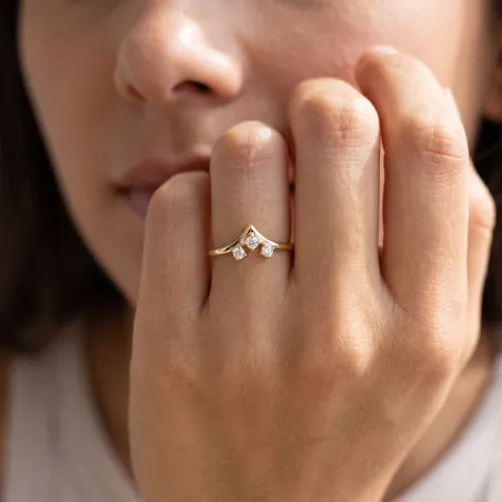 Bague Couronne Trois Diamants en Or 18K ou Platine