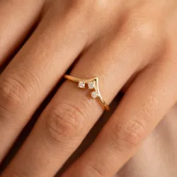 Bague Couronne Trois Diamants en Or 18K ou Platine | Celinni