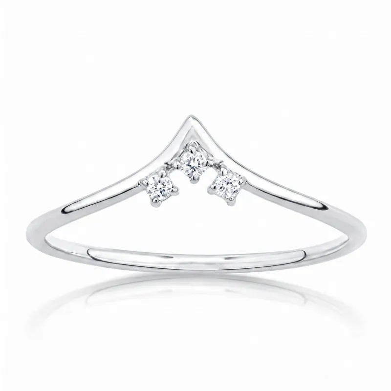 Bague Couronne Trois Diamants en Or 18K ou Platine | Celinni