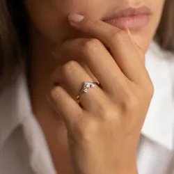Bague Couronne Trois Diamants en Or 18K ou Platine | Celinni