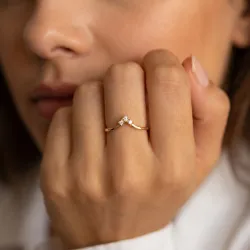 Bague Couronne Trio Diamants en Or 18K ou Platine | Celinni