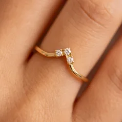 Bague Couronne Trio Diamants en Or 18K ou Platine | Celinni
