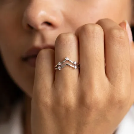 Bague Couronne Tiare Pavée en Or 18K ou Platine