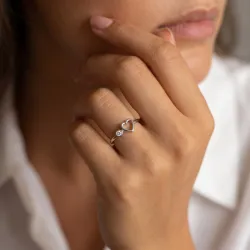 Bague Cœur Ajouré Diamant en Or 18K ou Platine | Celinni