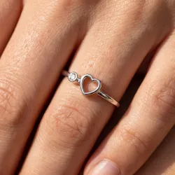 Bague Cœur Ajouré Diamant en Or 18K ou Platine | Celinni