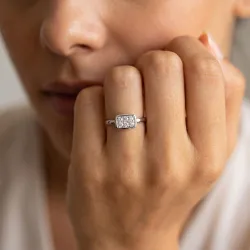 Bague Pavé Rectangle Diamants en Or 18K ou Platine | Celinni