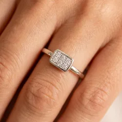 Bague Pavé Rectangle Diamants en Or 18K ou Platine | Celinni