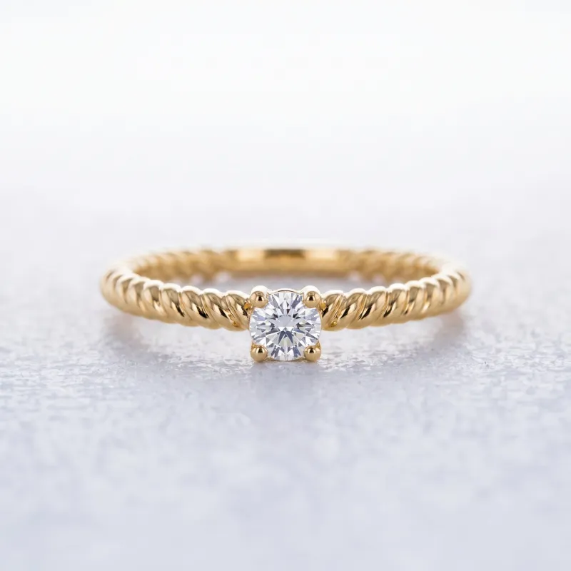 Bague Solitaire Jonc Torsadé en Or 18K ou Platine