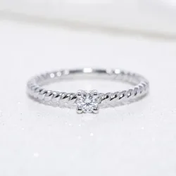 Bague Solitaire Jonc Torsadé en Or 18K ou Platine | Celinni