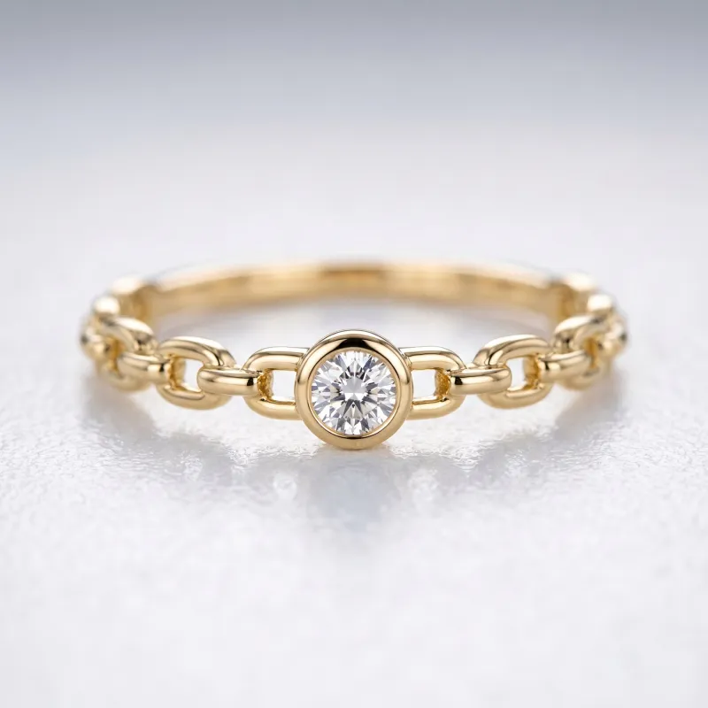 Bague Solitaire Anneau Maille en Or 18K ou Platine