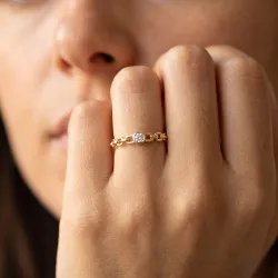 Bague Solitaire Anneau Maille en Or 18K ou Platine | Celinni