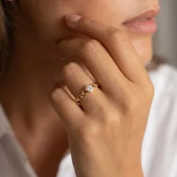 Bague Solitaire Anneau Maille en Or 18K ou Platine | Celinni