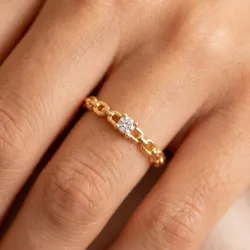 Bague Solitaire Anneau Maille en Or 18K ou Platine | Celinni