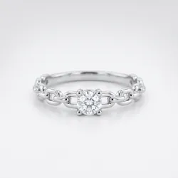 Bague Solitaire Anneau Maille en Or 18K ou Platine | Celinni