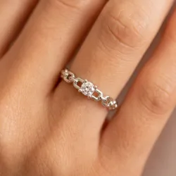 Bague Solitaire Anneau Maille en Or 18K ou Platine | Celinni