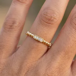 Bague Jonc Perlé Stations Pavées en Or 18K ou Platine