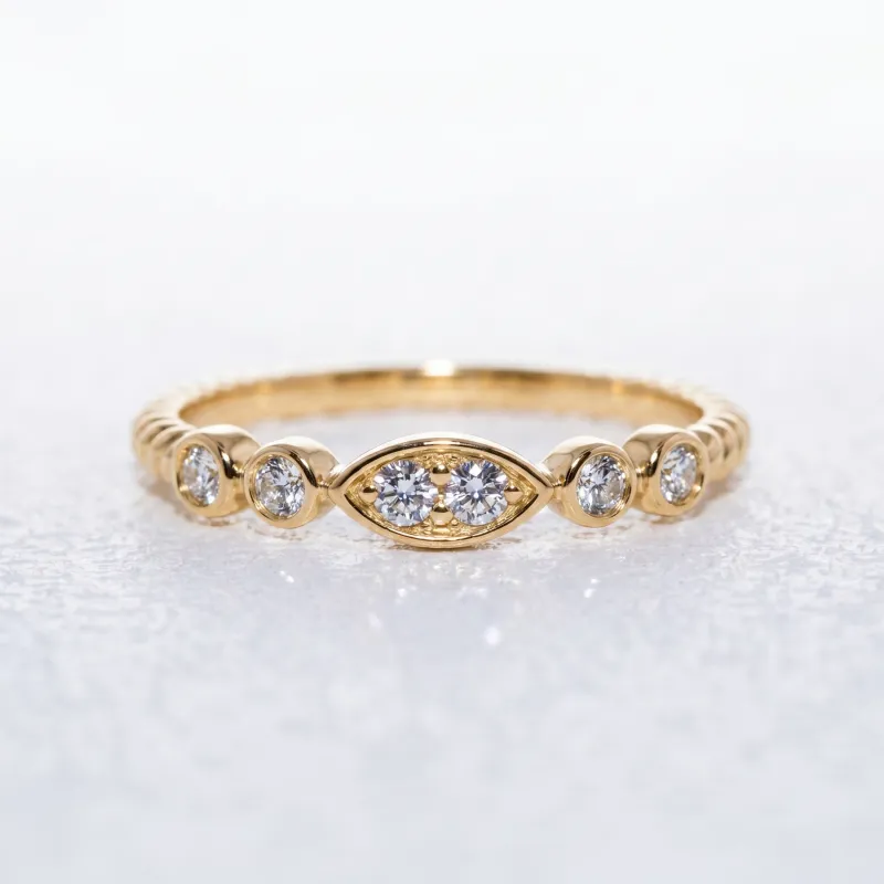 Bague Jonc Navette Diamants en Or 18K ou Platine