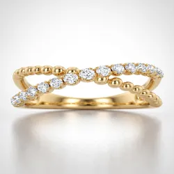 Bague Crois&eacute;e Pav&eacute;e Diamants en Or 18K ou Platine | Celinni