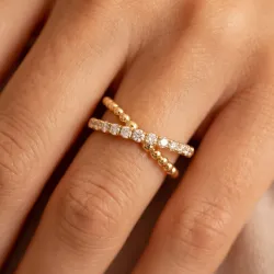Bague Croisée Pavée Diamants en Or 18K ou Platine | Celinni